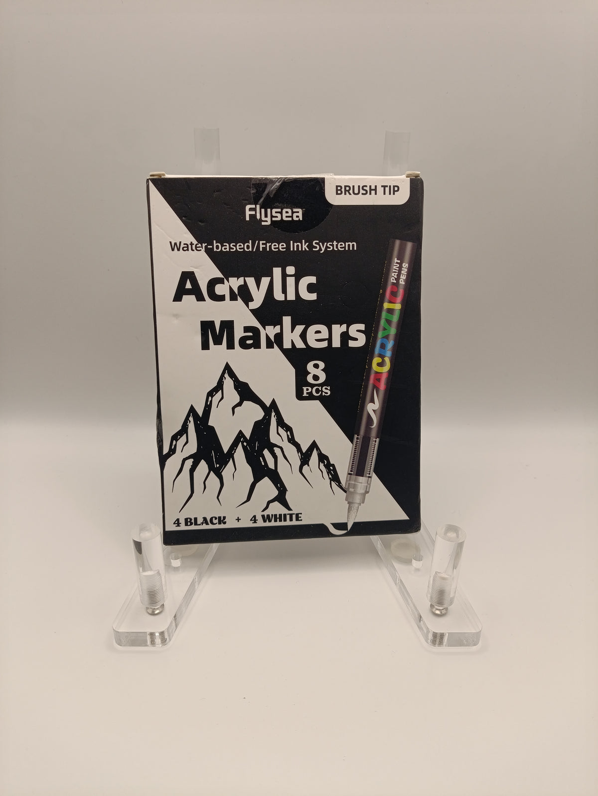 Flysea Acrylic Brush Markers – Black (8 Pack)