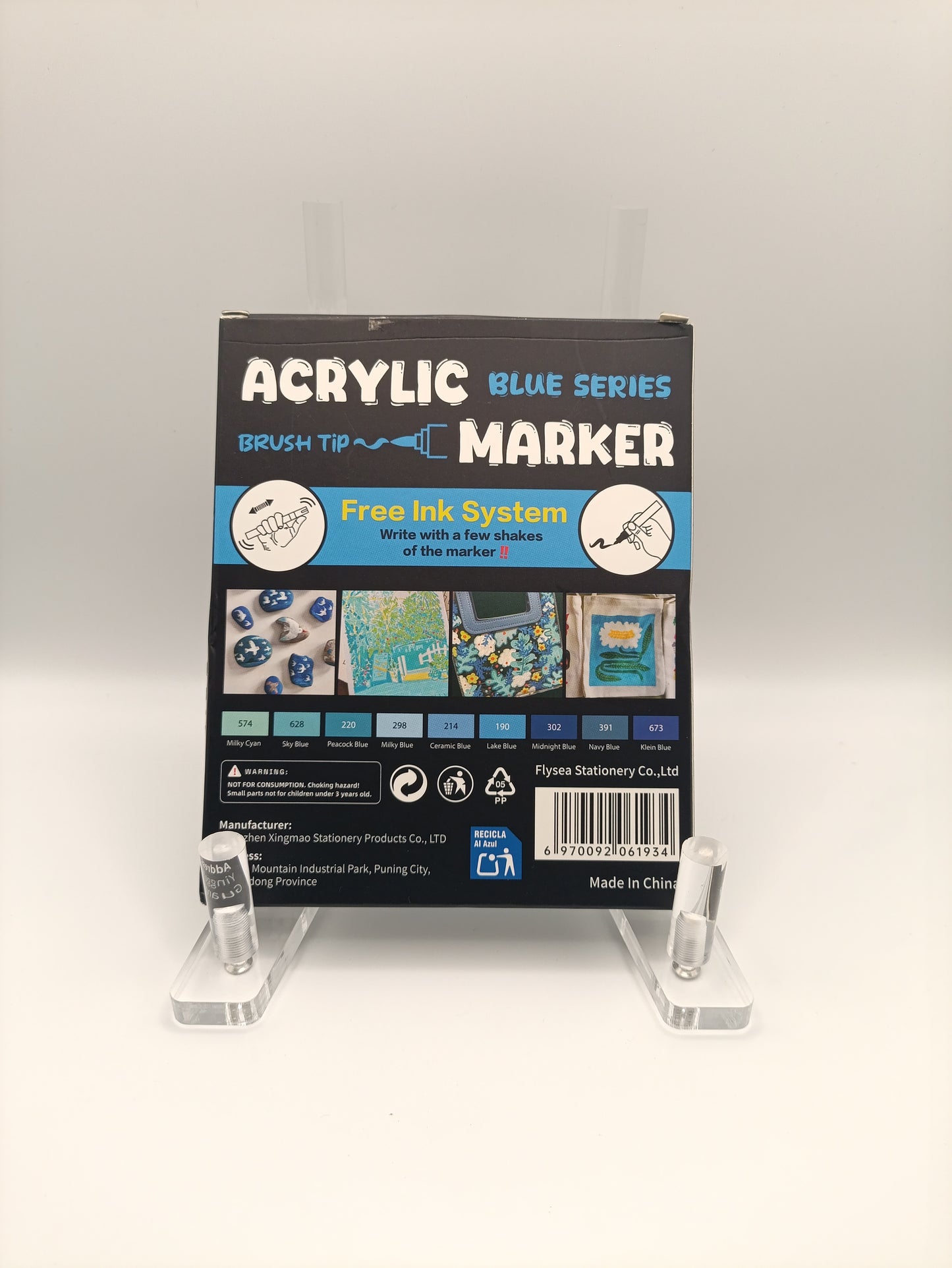 Flysea Acrylic Brush Markers – Blue Series (9 Pack)