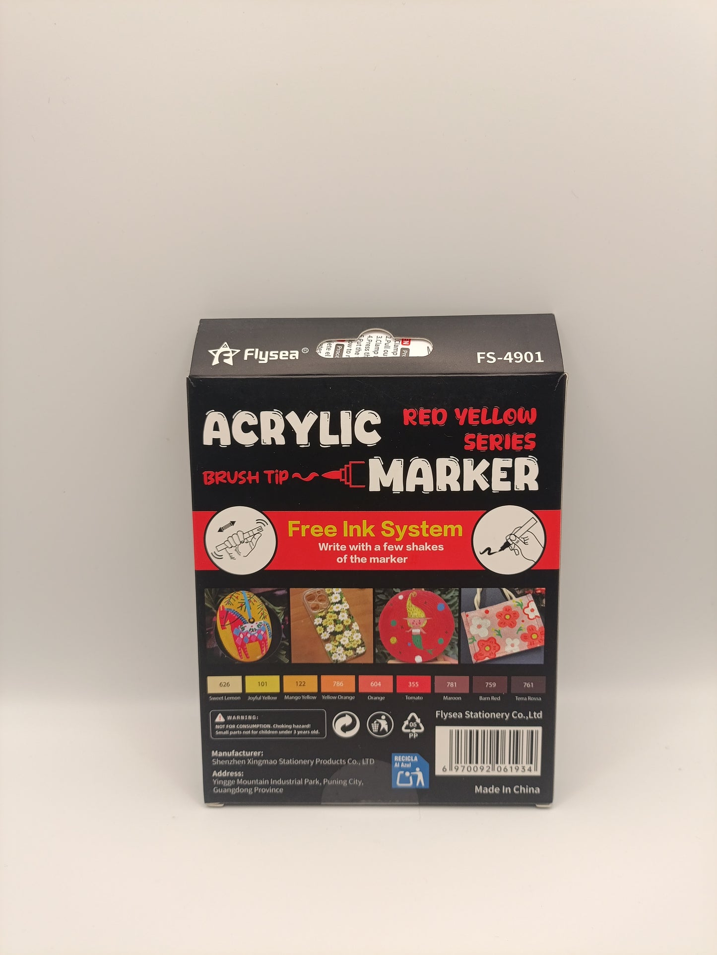 Flysea Acrylic Brush Markers – Red Yellow Series (9 Pack)
