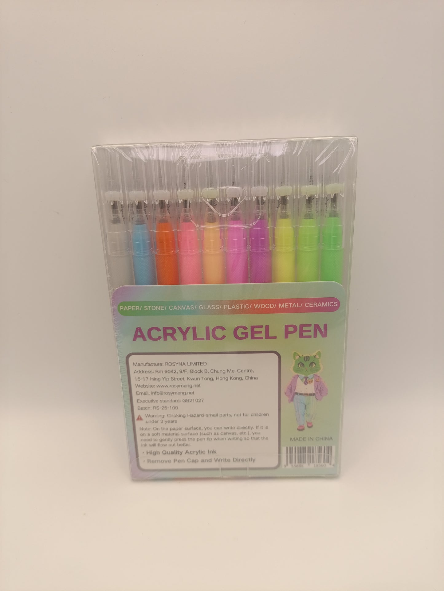 Rosymeng 10 Acrylic Gel Pens - Dopamine Cat