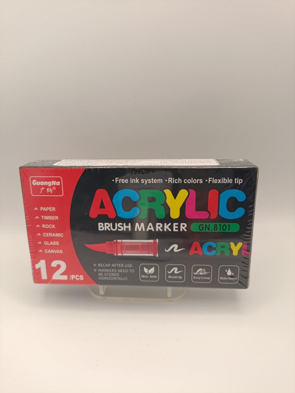 Guangna - 12 Black Acrylic Brush Markers