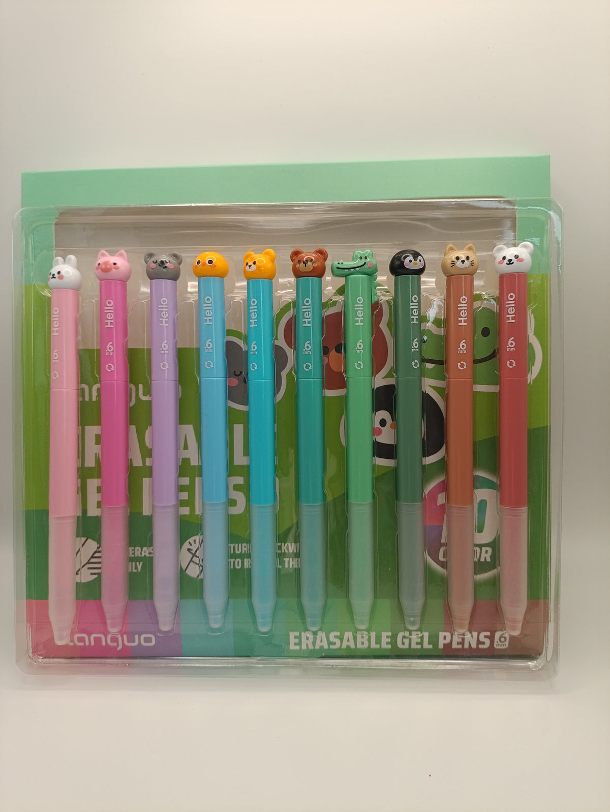 Languo Erasable Gel Pen Set – Animals - 10 Pack