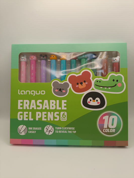 Languo Erasable Gel Pen Set – Animals - 10 Pack