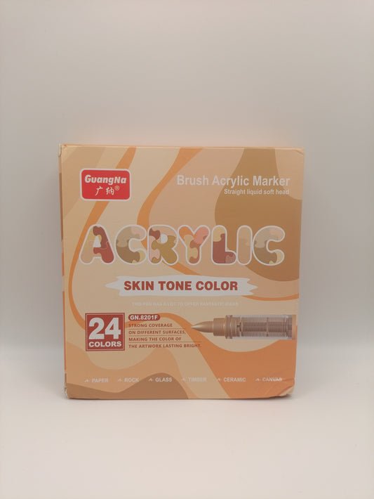 Guangna 24 Acrylic Brush Markers - Skin Tones Set