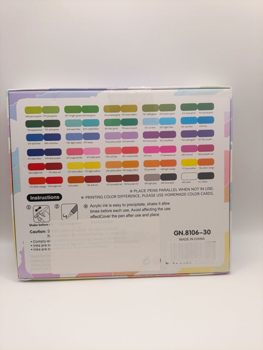 Guangna 30 Dual Tip Acrylic Brush Markers Set