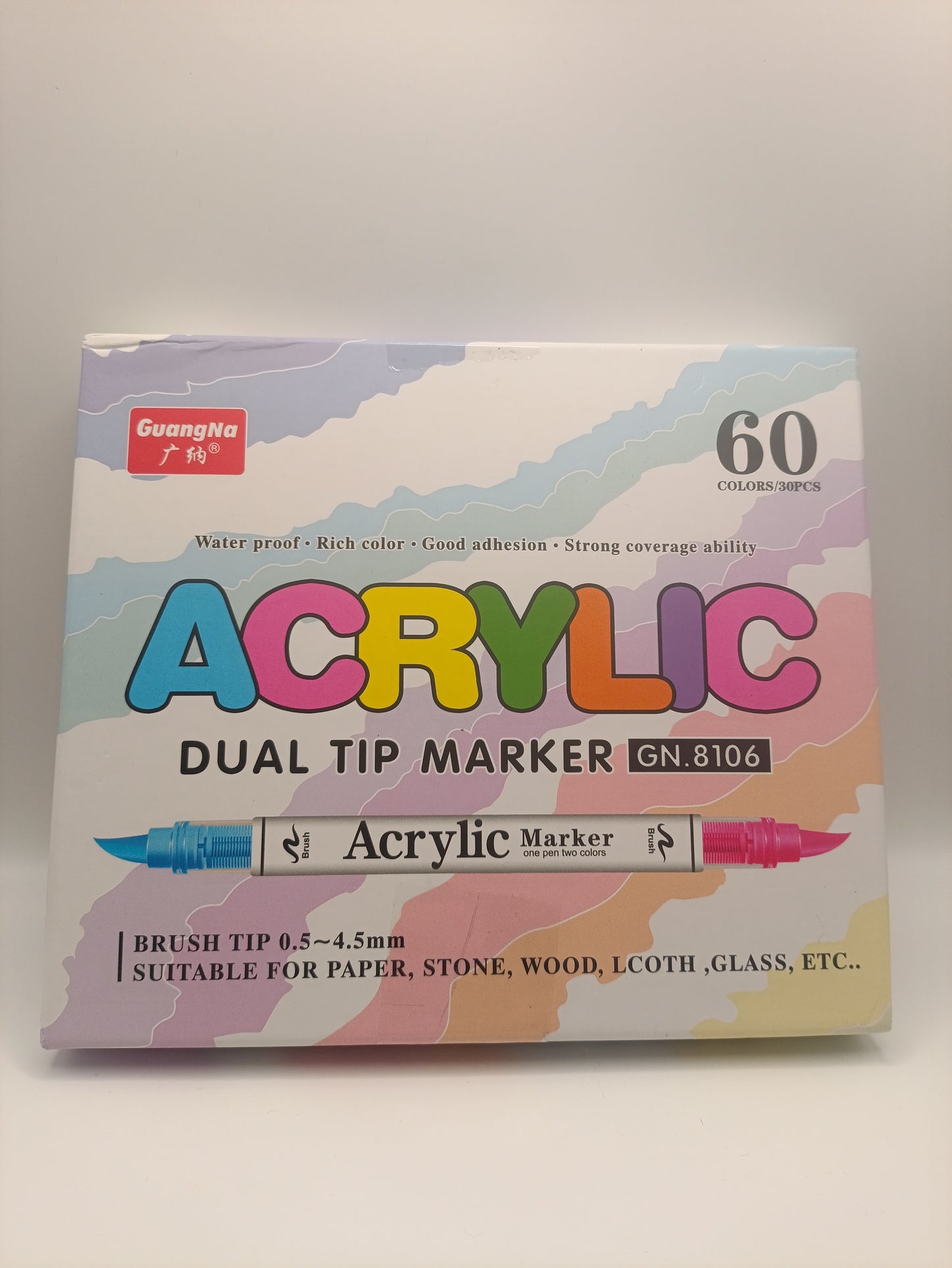 Guangna 30 Dual Tip Acrylic Brush Markers Set