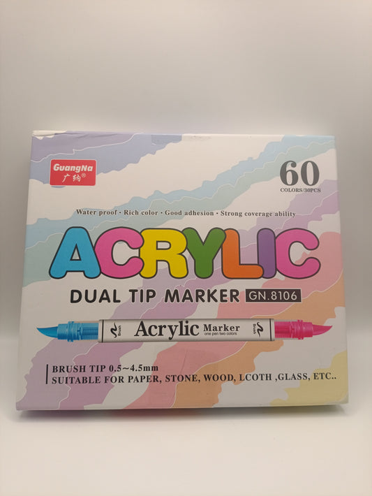 Guangna 30 Dual Tip Acrylic Brush Markers Set
