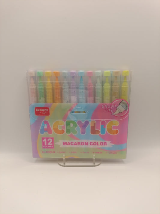 Guangna 12 Acrylic Brush Markers (Macaron - E)