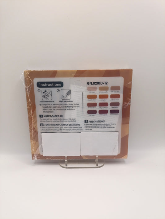 Guangna 12 Acrylic Brush Markers (Skin Tones - D)