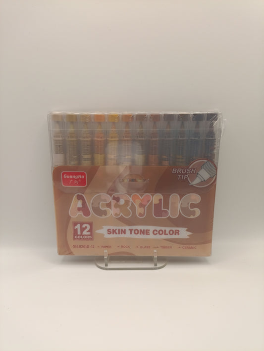 Guangna 12 Acrylic Brush Markers (Skin Tones - D)