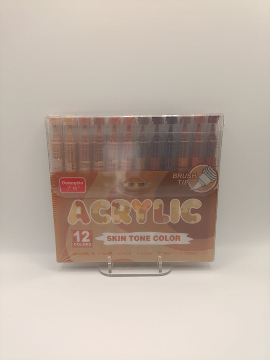 Guangna 12 Acrylic Brush Markers (Skin Tones - C)