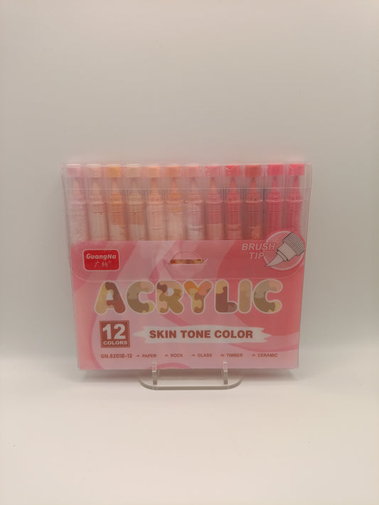 Guangna 12 Acrylic Brush Markers (Skin Tones - B)