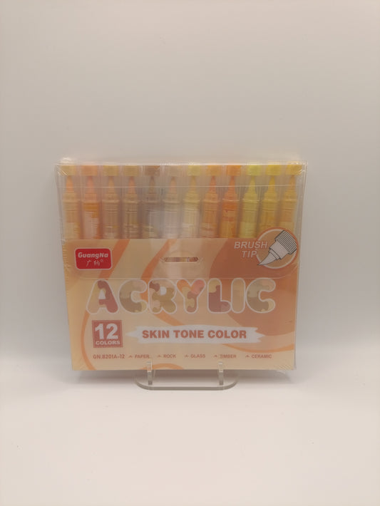 Guangna 12 Acrylic Brush Markers (Skin Tones - A)