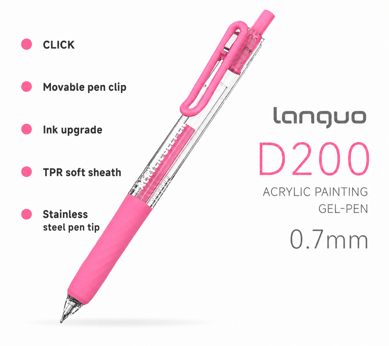 Languo Retractable 0.7mm Acrylic Gel Pen - 90 Set