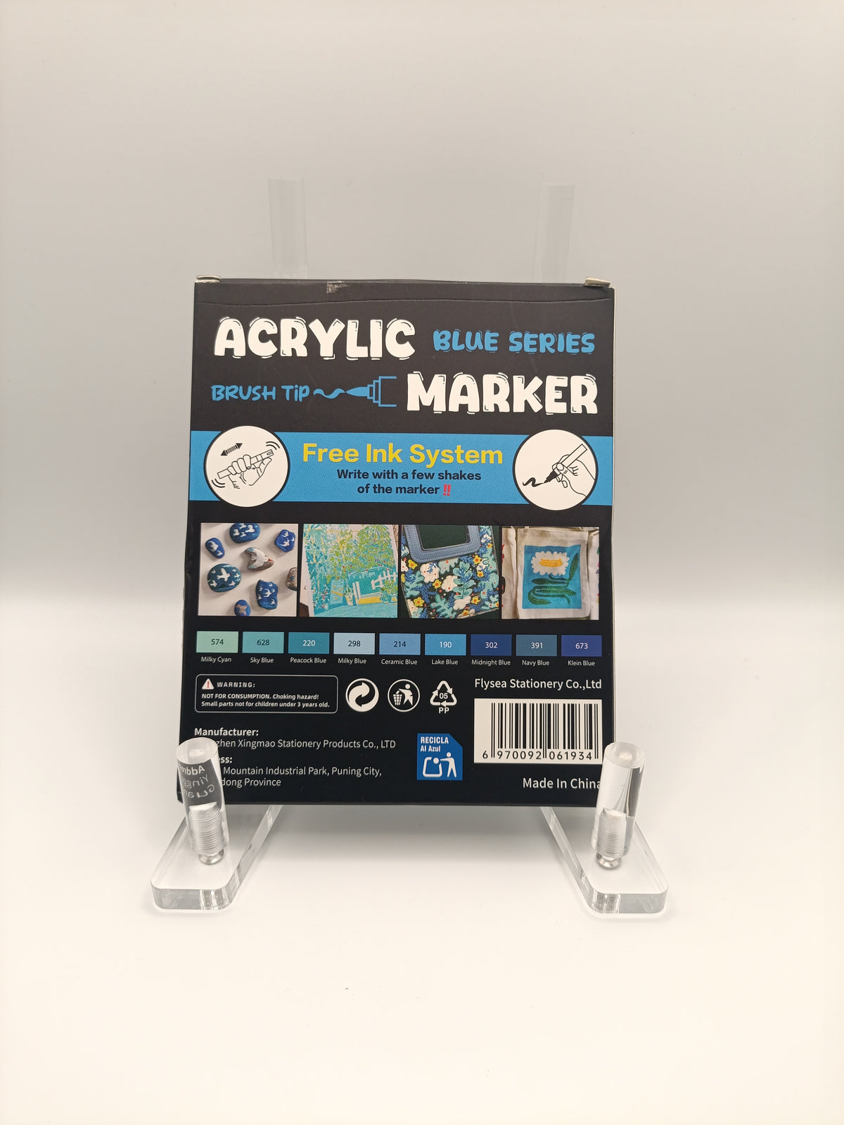 Flysea Acrylic Brush Markers – Blue Series (9 Pack)
