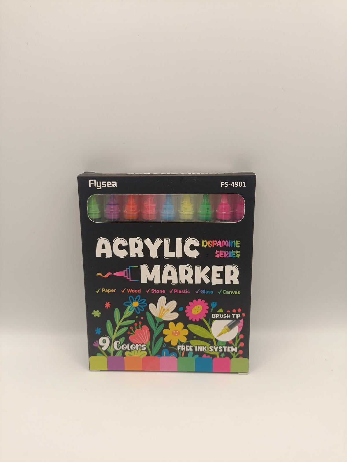 Flysea Acrylic Brush Markers – Dopamine Series (9 Pack)