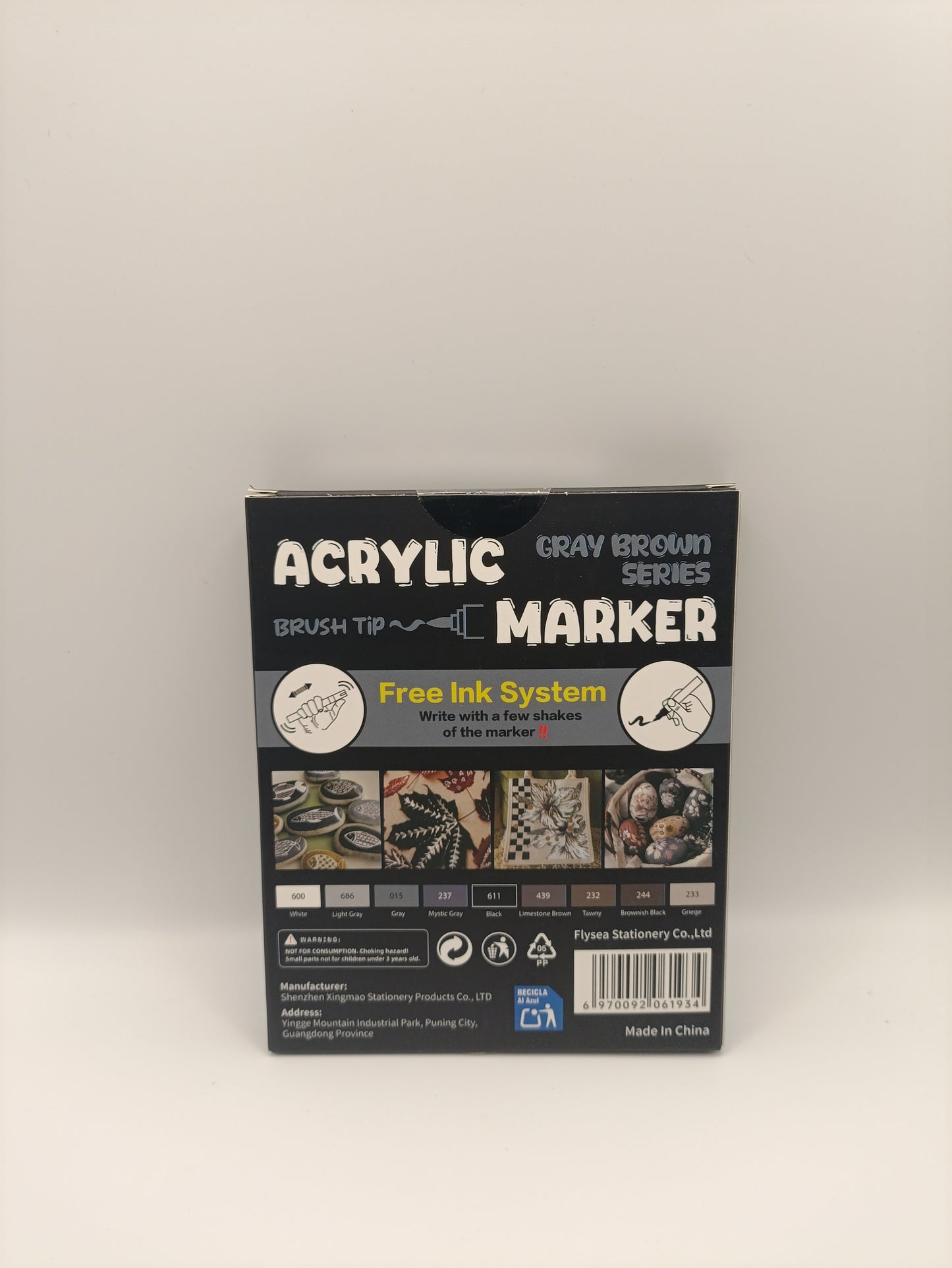 Flysea Acrylic Brush Markers – Gray Brown Series (9 Pack)