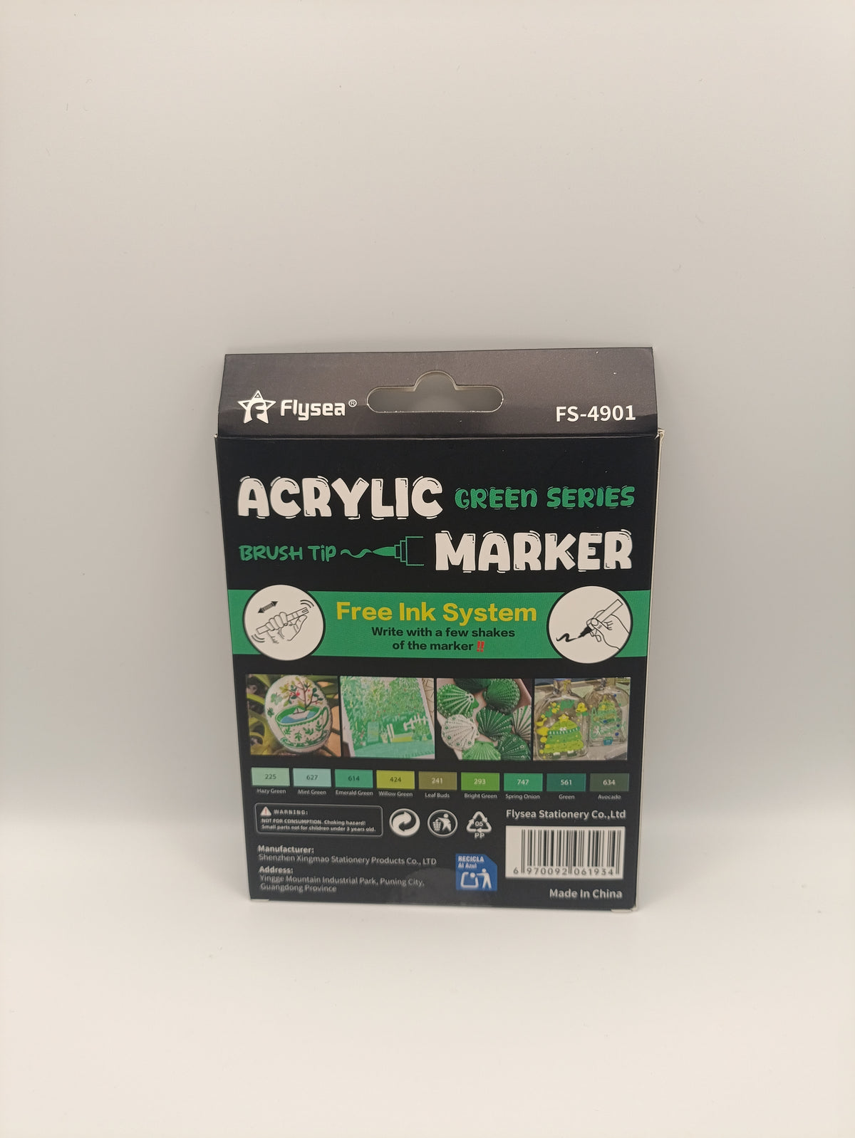 Flysea Acrylic Brush Markers – Green Series (9 Pack)