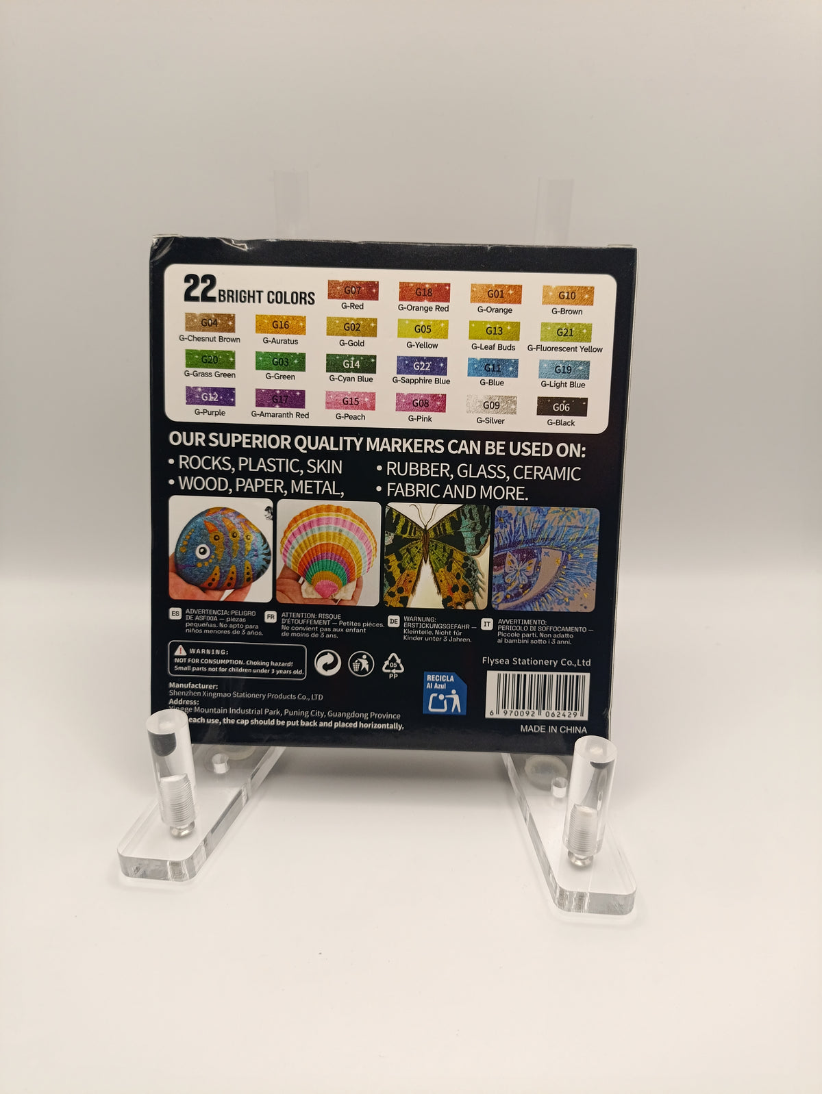 Flysea Pro Colour Series Acrylic Markers – Assorted Glitter Tones (22 Pack)