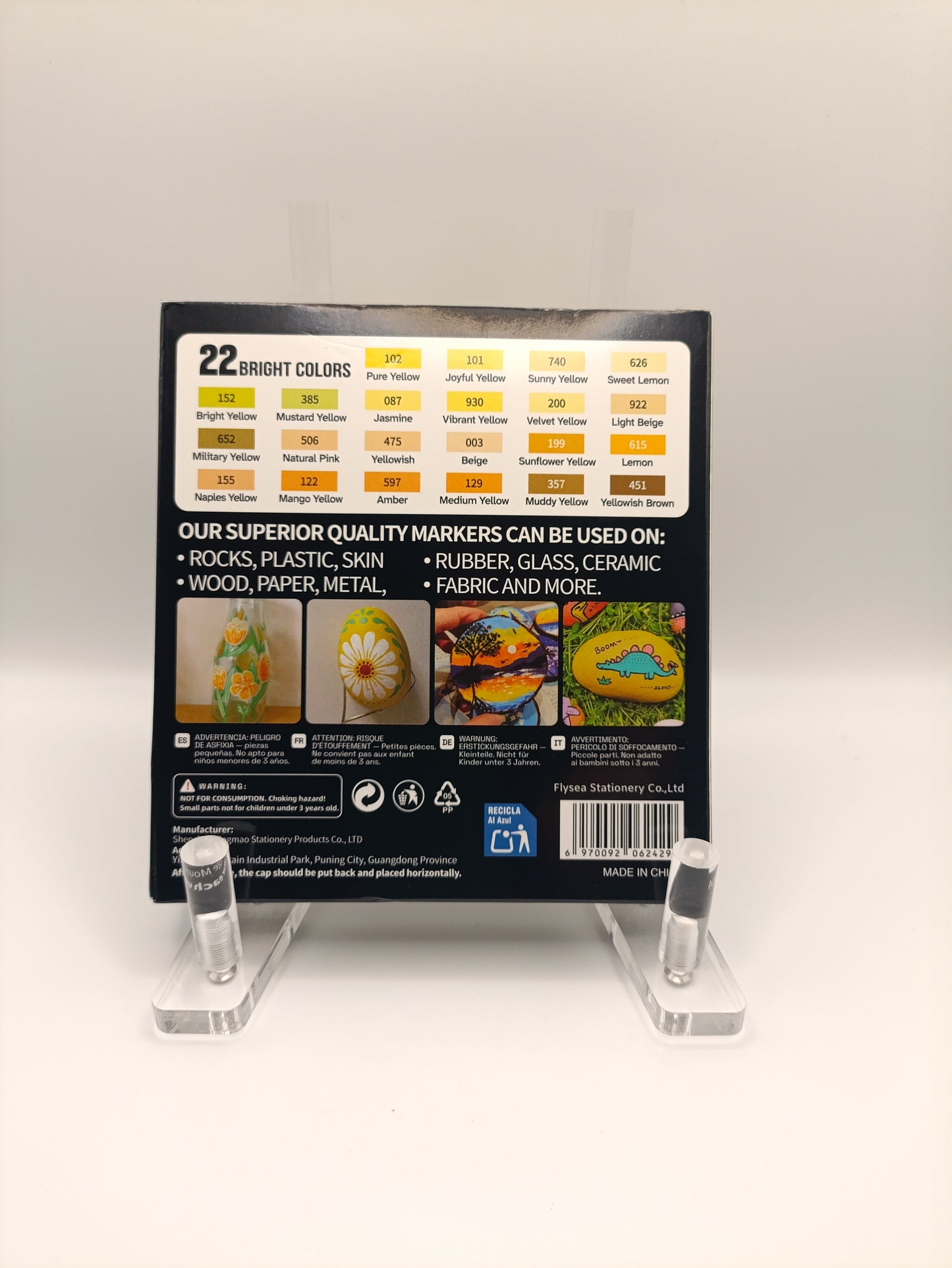 Flysea Pro Colour Series Acrylic Markers – Assorted Yellow Tones (22 Pack)