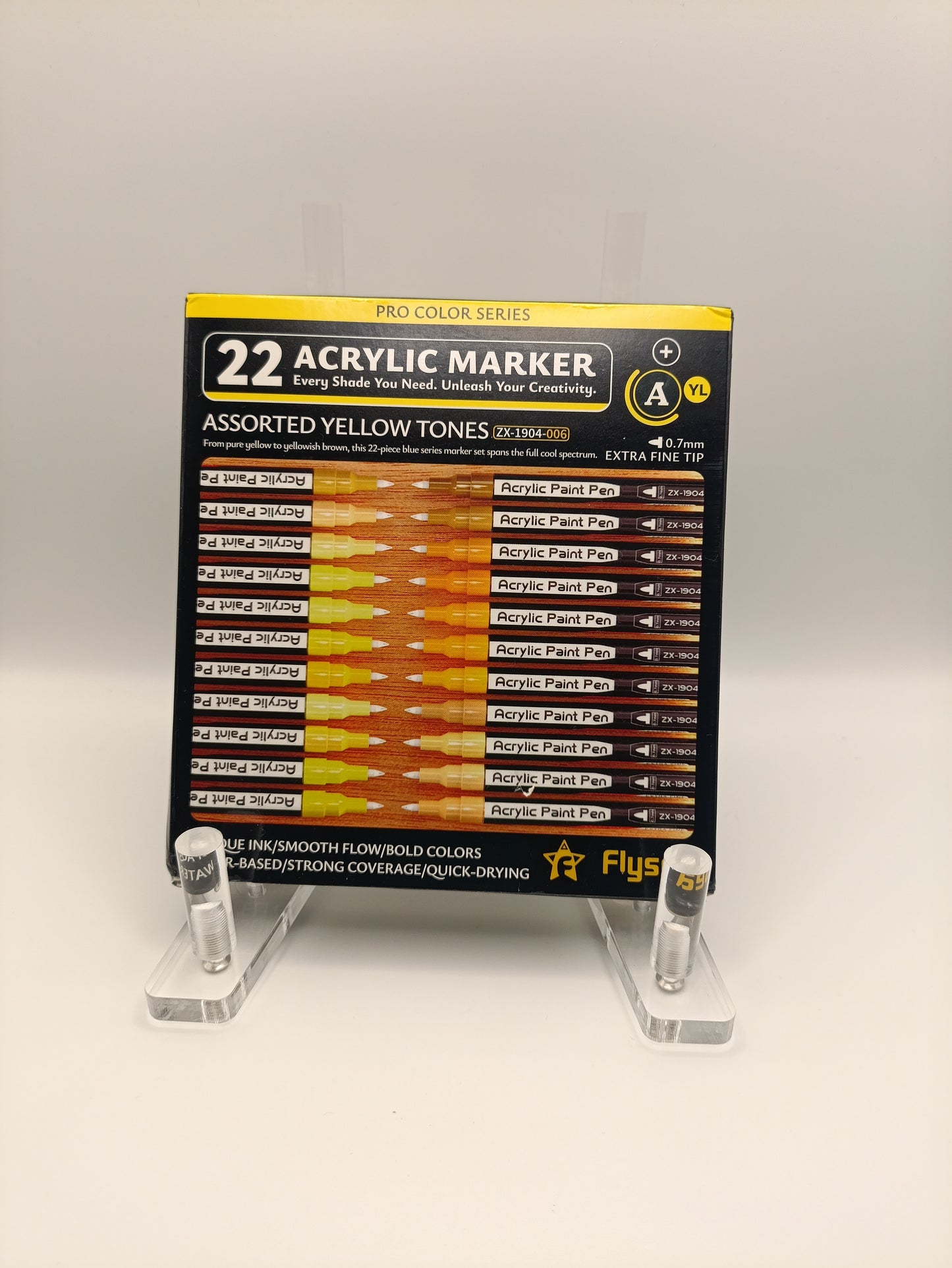 Flysea Pro Colour Series Acrylic Markers – Assorted Yellow Tones (22 Pack)