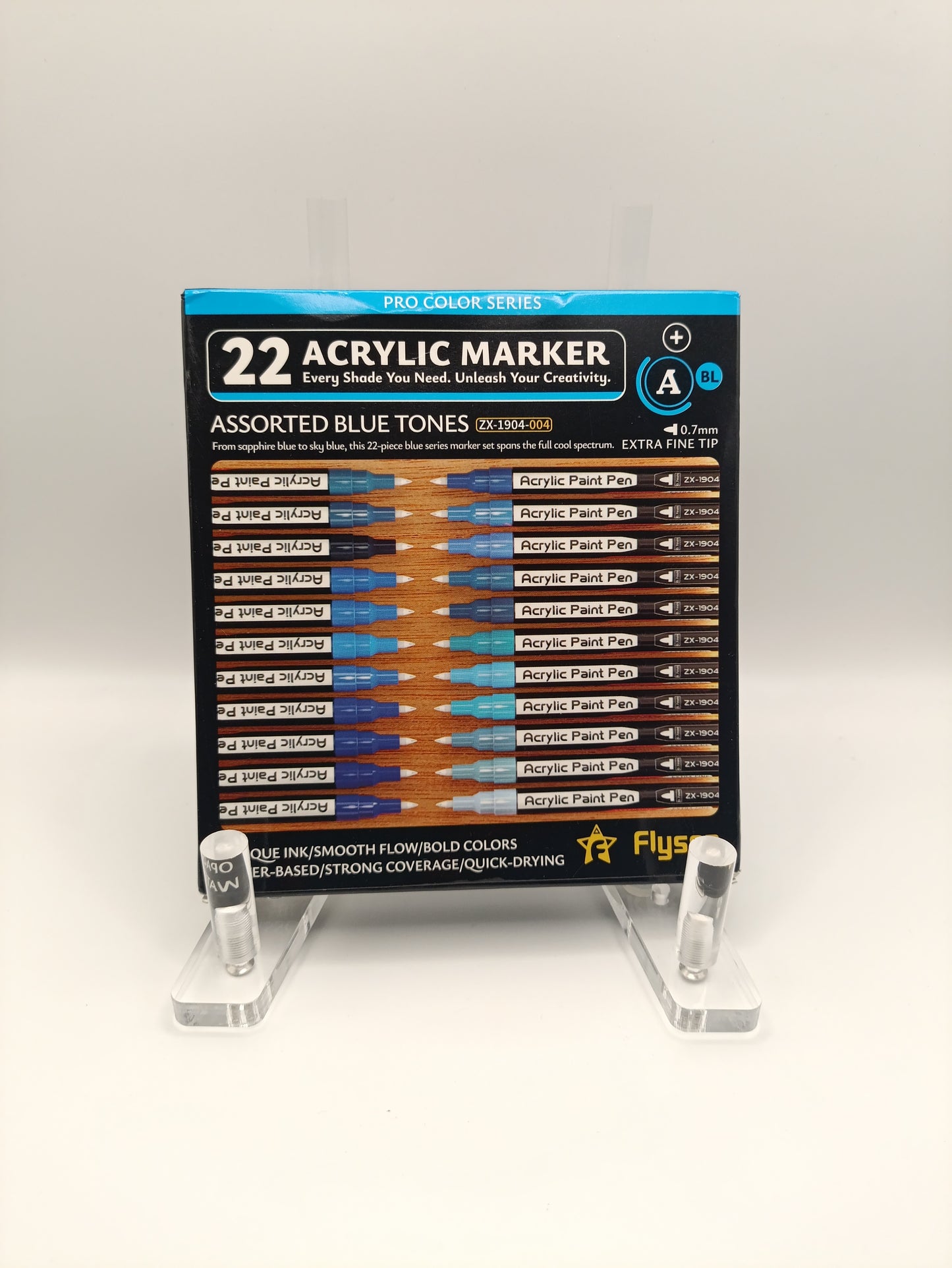 Flysea Pro Colour Series Acrylic Markers – Assorted Blue Tones (22 Pack)
