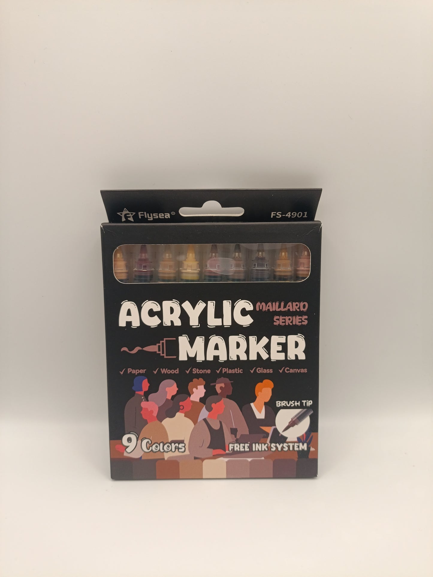 Flysea Acrylic Brush Markers – Maillard Series (9 Pack)