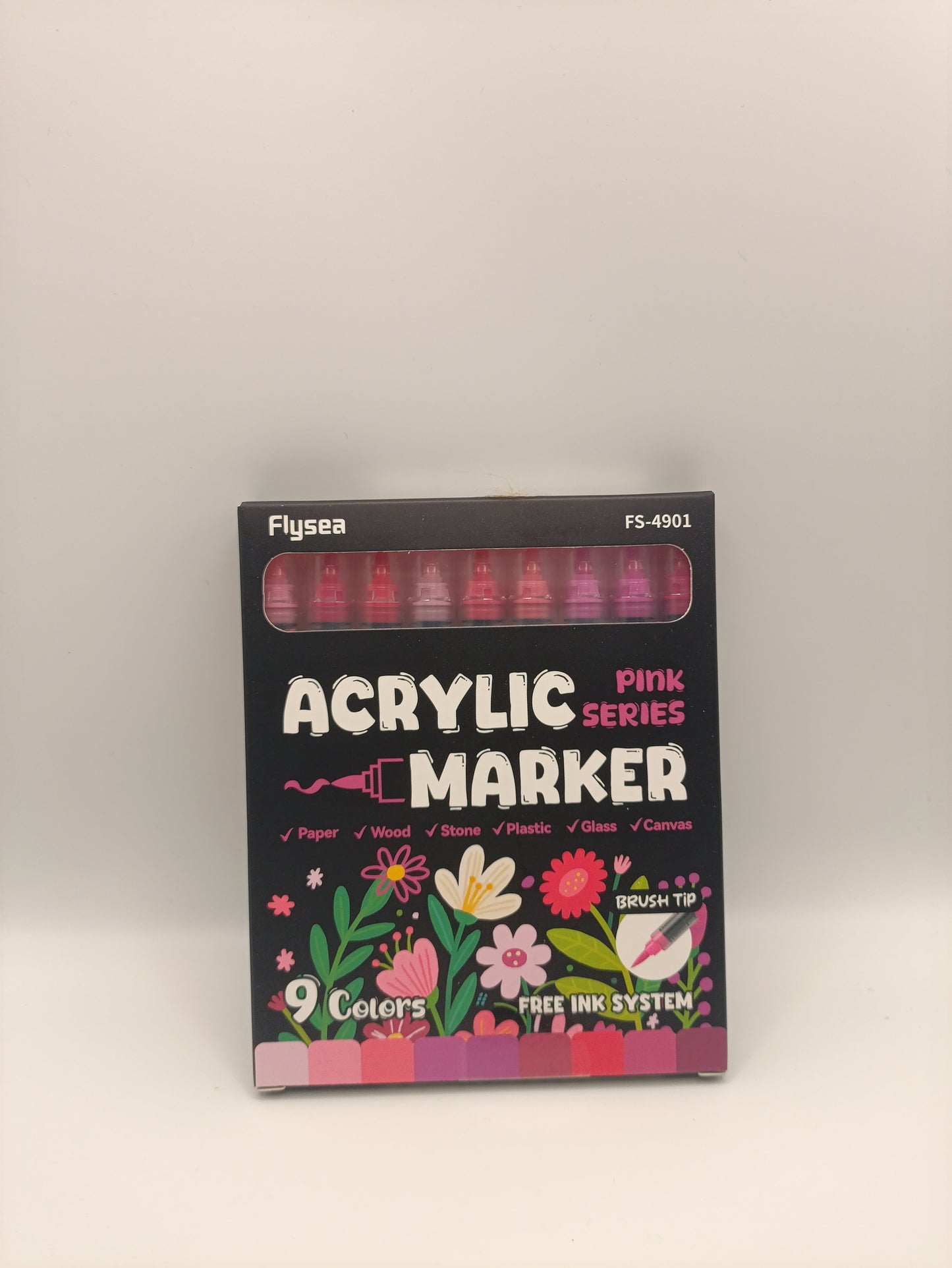 Flysea Acrylic Brush Markers – Pink Series (9 Pack)