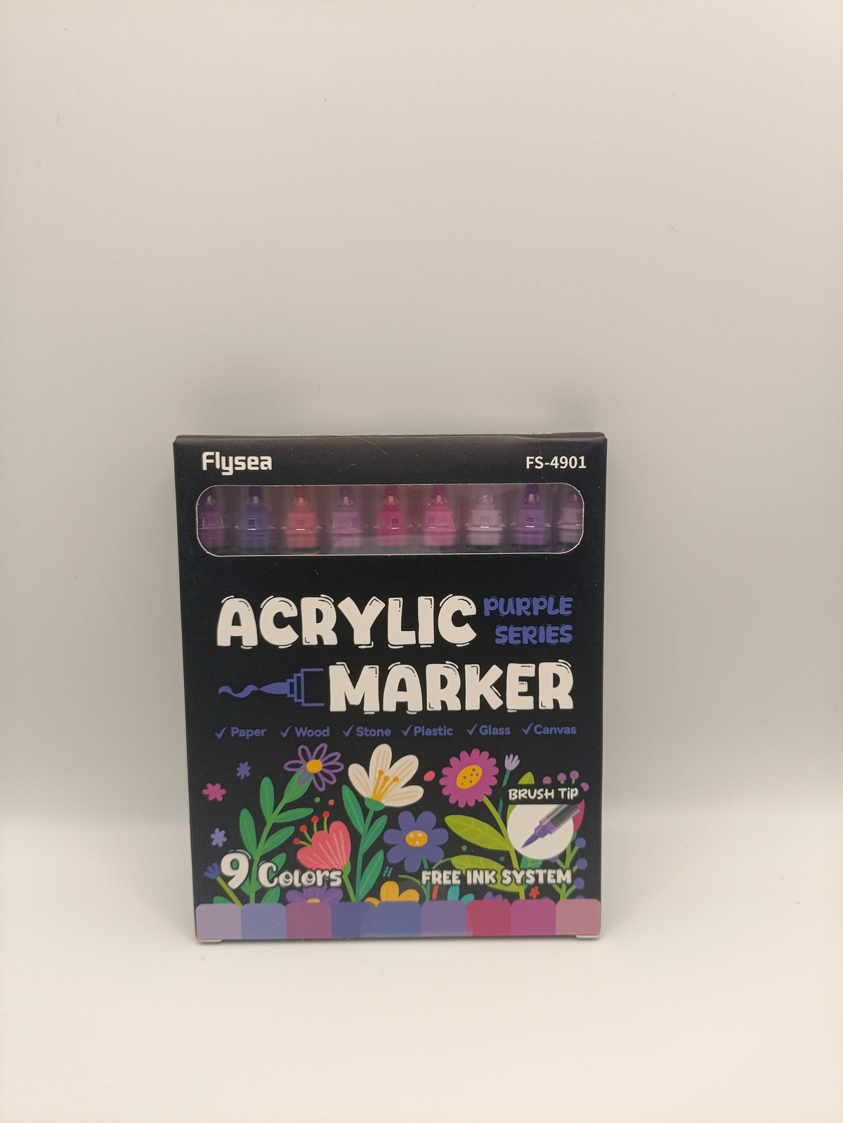 Flysea Acrylic Brush Markers – Purple Series (9 Pack)