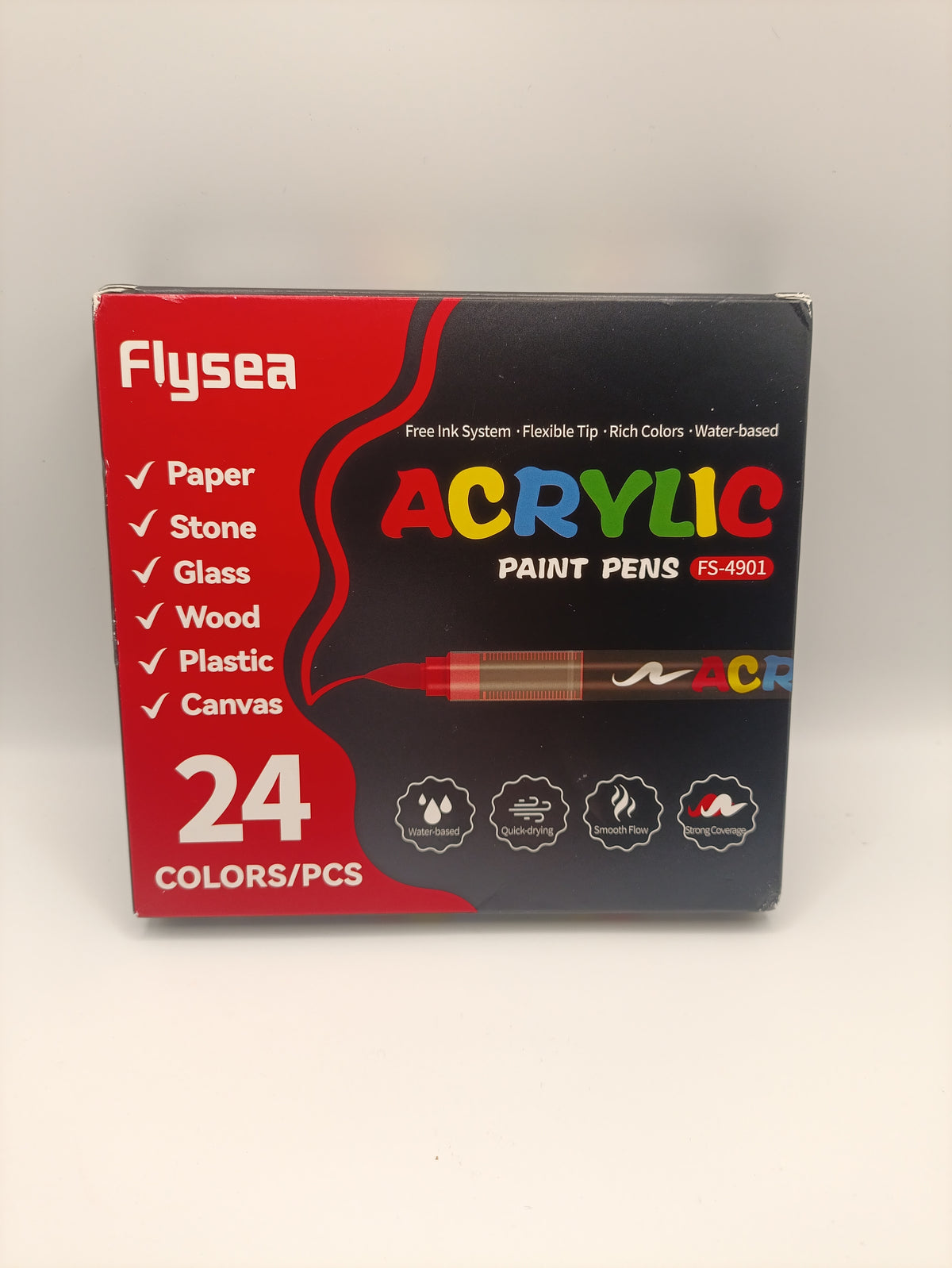 Flysea Acrylic Brush Markers Assorted Colours (24 pack)