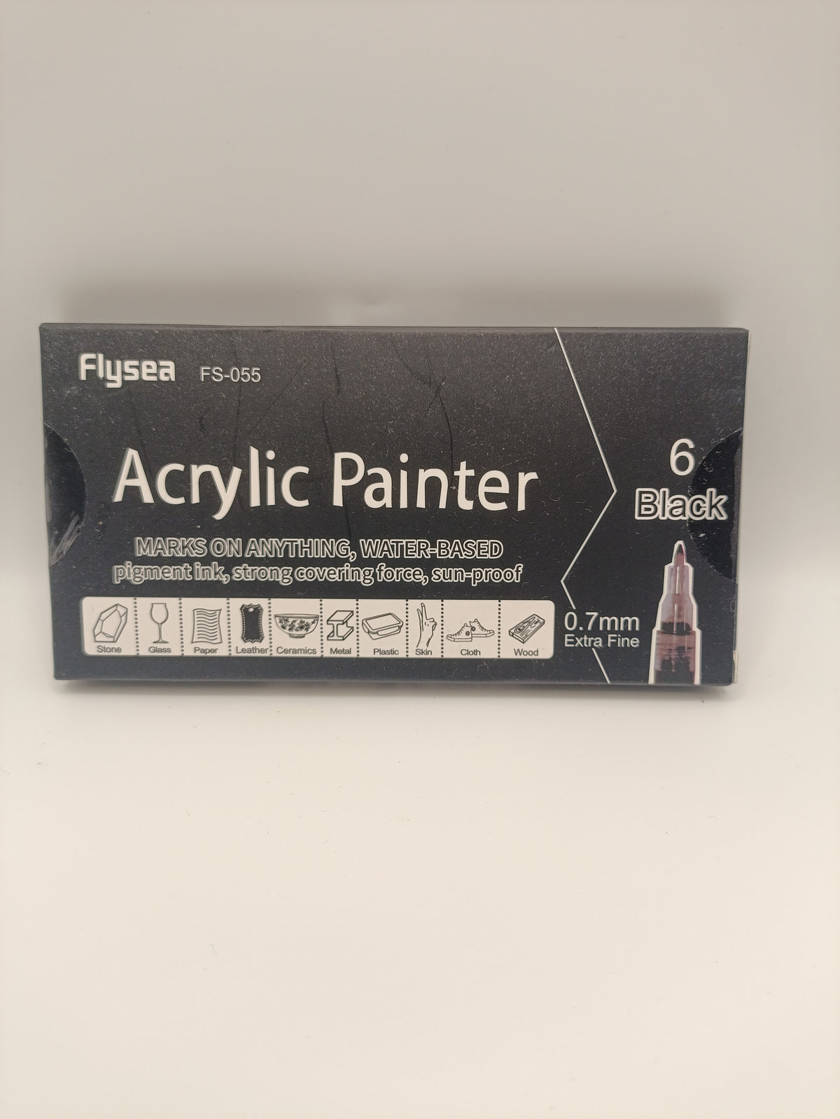 Flysea Acrylic Painter Pens – Black (Pack of 6)