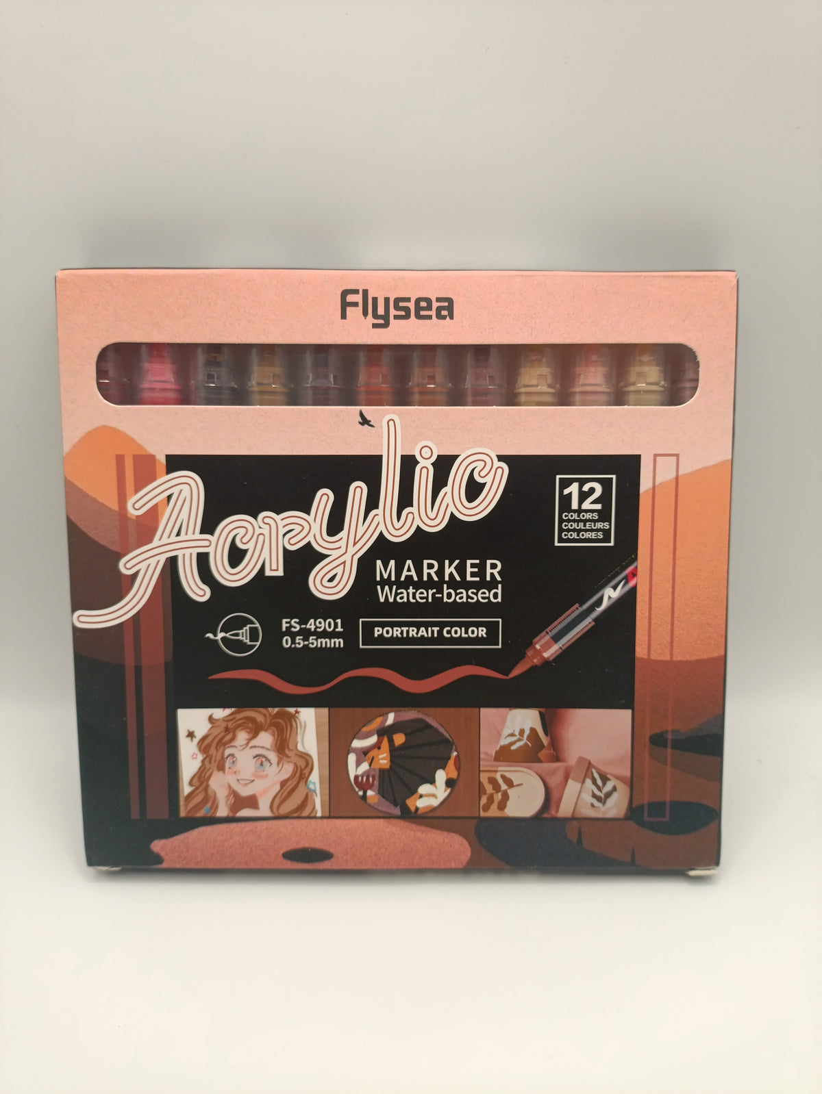 Flysea Acrylic Marker – Portrait Colour Set (12 Colours)