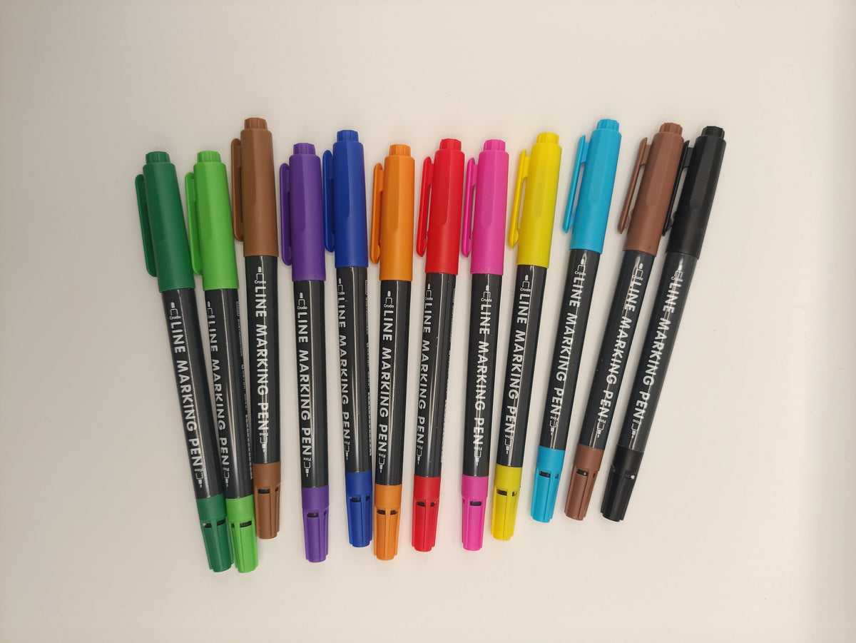 Languo Dual Tip Line Marking Pens – 12 Colours