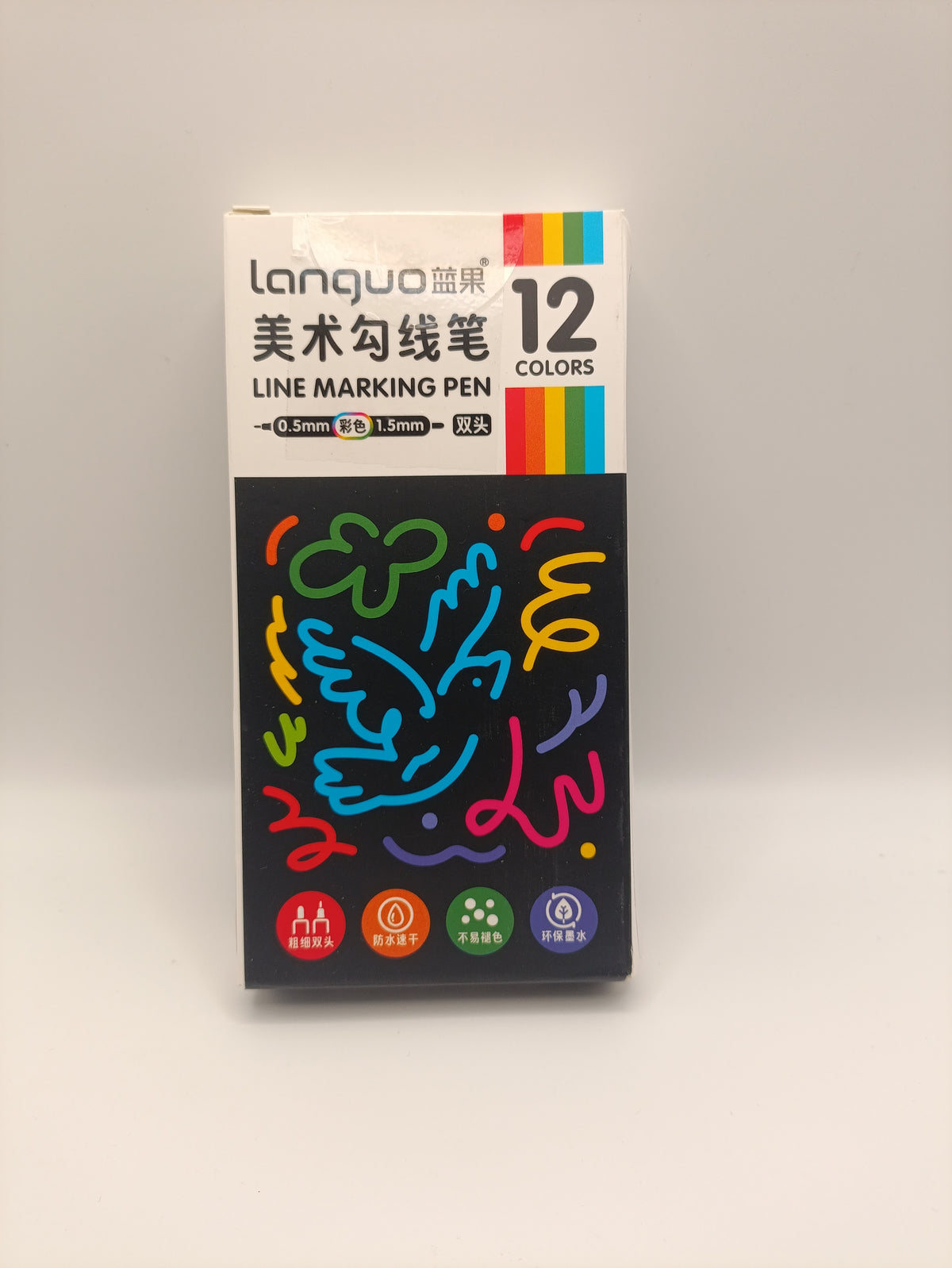 Languo Dual Tip Line Marking Pens – 12 Colours