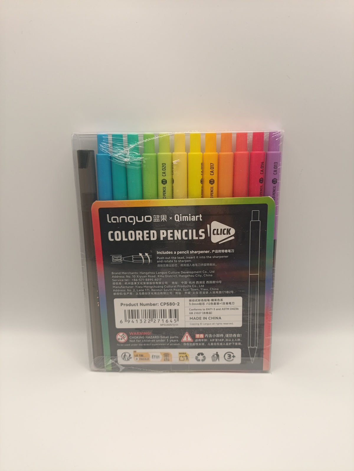 Languo x Qimiart Retractable Coloured Pencils – 12 Candy Colours