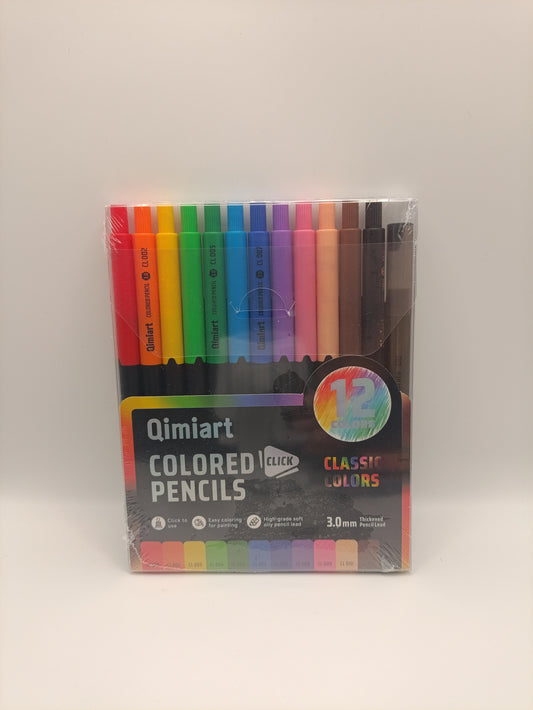 Languo x Qimiart Retractable Coloured Pencils – 12 Classic Colours
