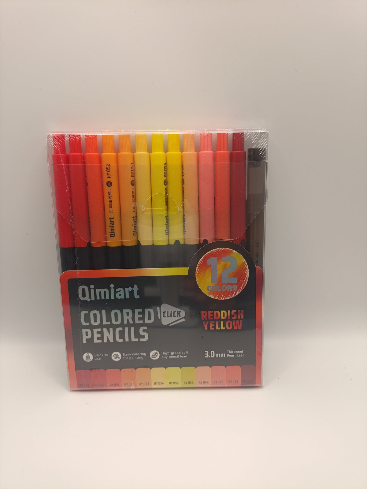 Languo x Qimiart Retractable Coloured Pencils – 12 Reddish-Yellow Colours