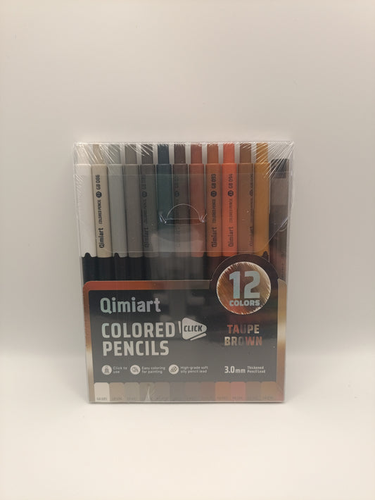 Languo x Qimiart Retractable Coloured Pencils – 12 Taupe Brown Colours