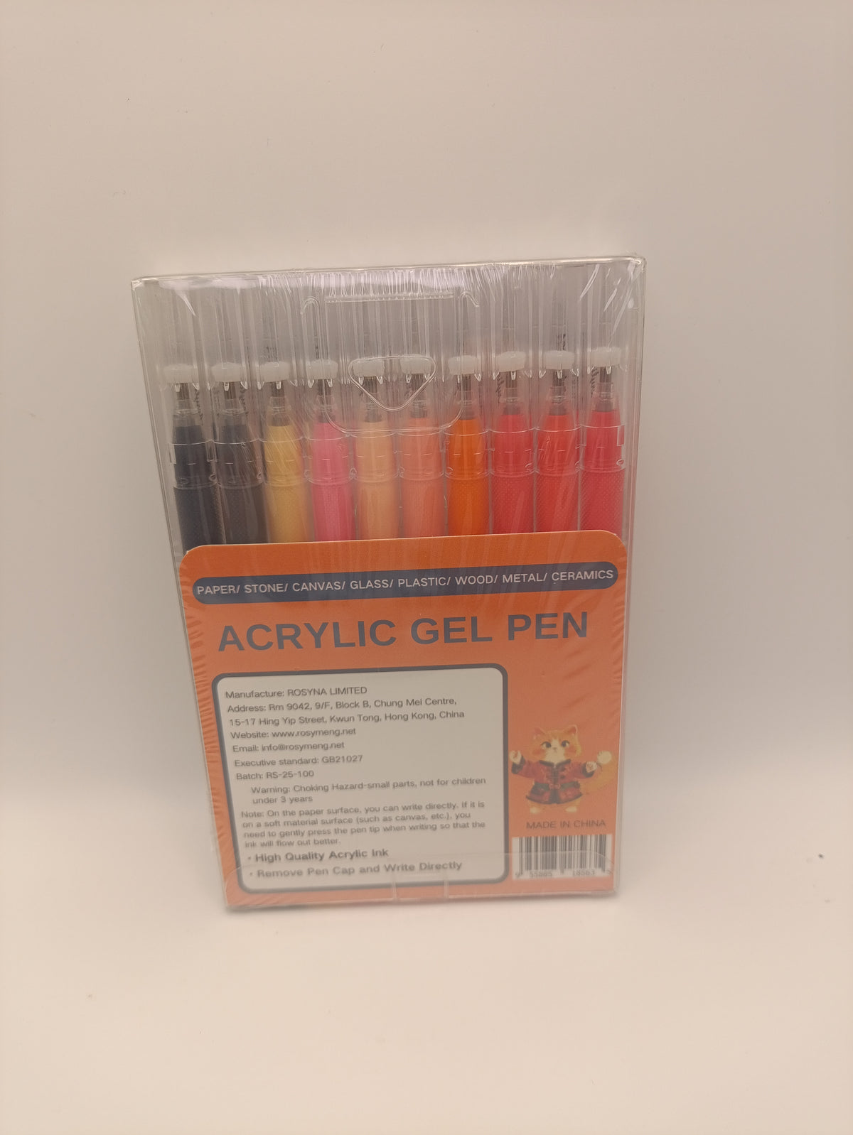 Rosymeng 10 Acrylic Gel Pens - Kung Fu Cat