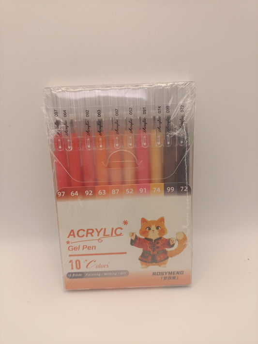 Rosymeng 10 Acrylic Gel Pens - Kung Fu Cat