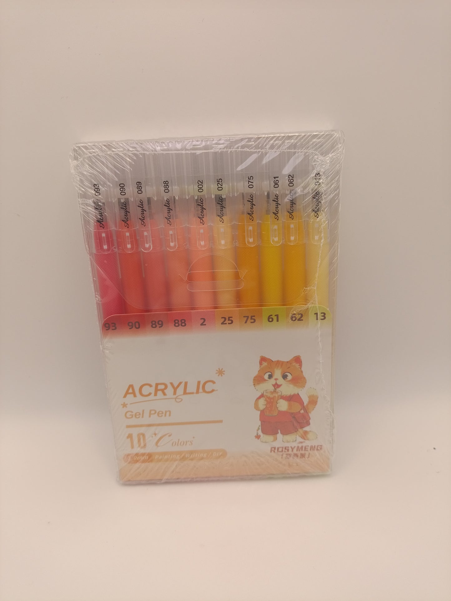 Rosymeng 10 Acrylic Gel Pens - Orange Cat