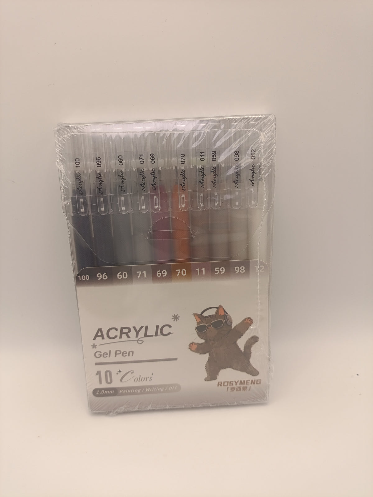 Rosymeng 10 Acrylic Gel Pens - Grey Cat