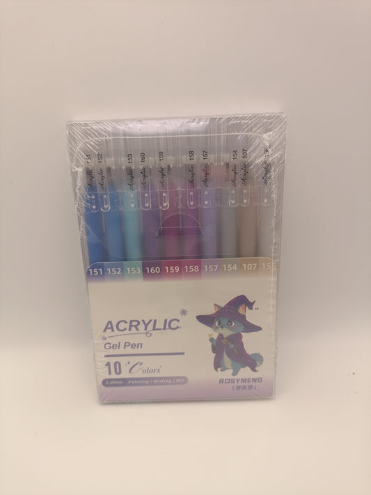 Rosymeng 10 Acrylic Gel Pens - Magician Cat