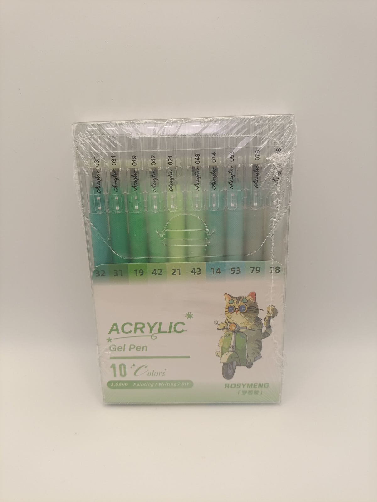 Rosymeng 10 Acrylic Gel Pens - Motorcycle Cat