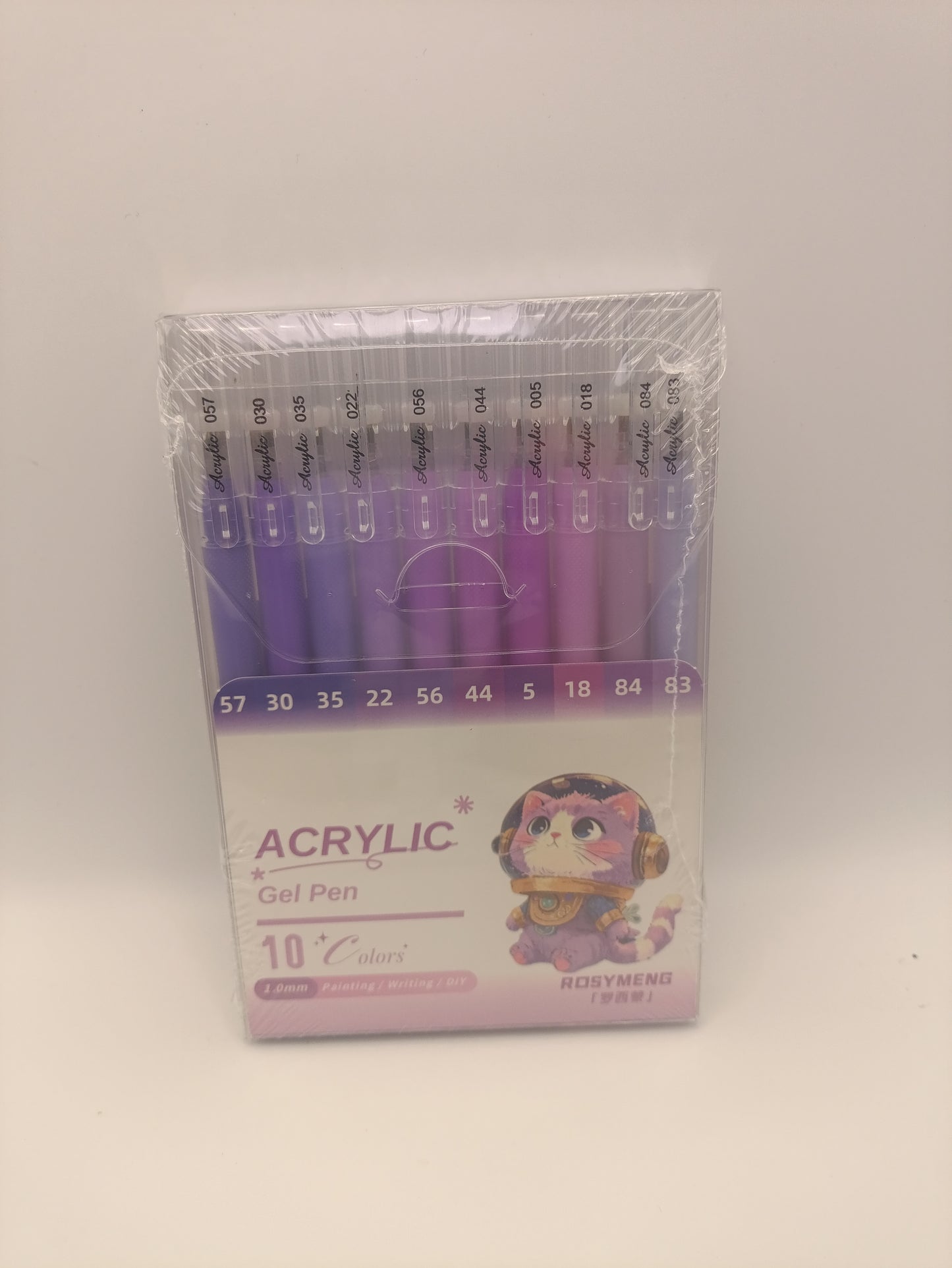 Rosymeng 10 Acrylic Gel Pens - Purple Cat