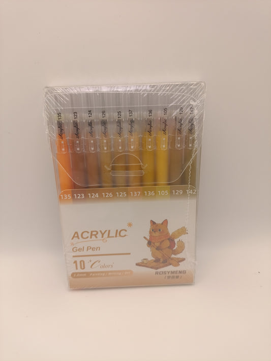 Rosymeng 10 Acrylic Gel Pens - Travel Cat