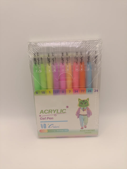 Rosymeng 10 Acrylic Gel Pens - Dopamine Cat