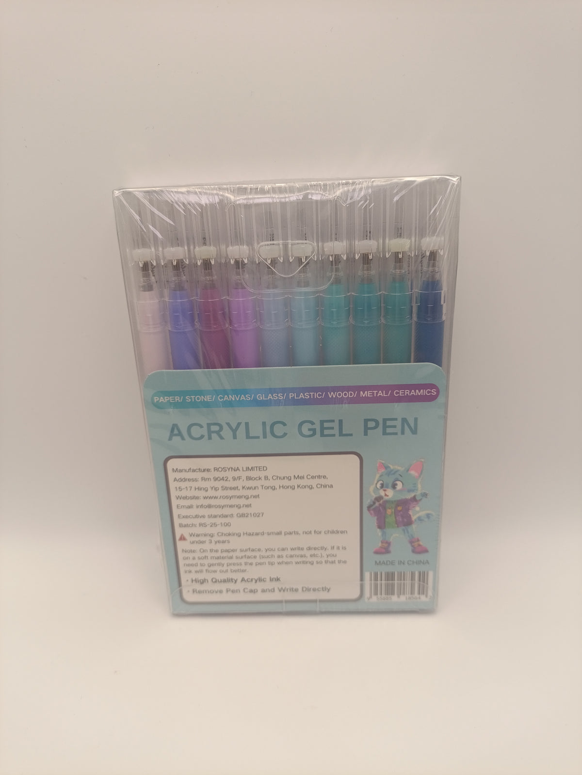 Rosymeng 10 Acrylic Gel Pens - Singer Cat