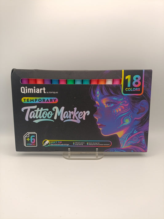 Qimiart by Languo Temporary Tattoo Marker Set – 18 Colours