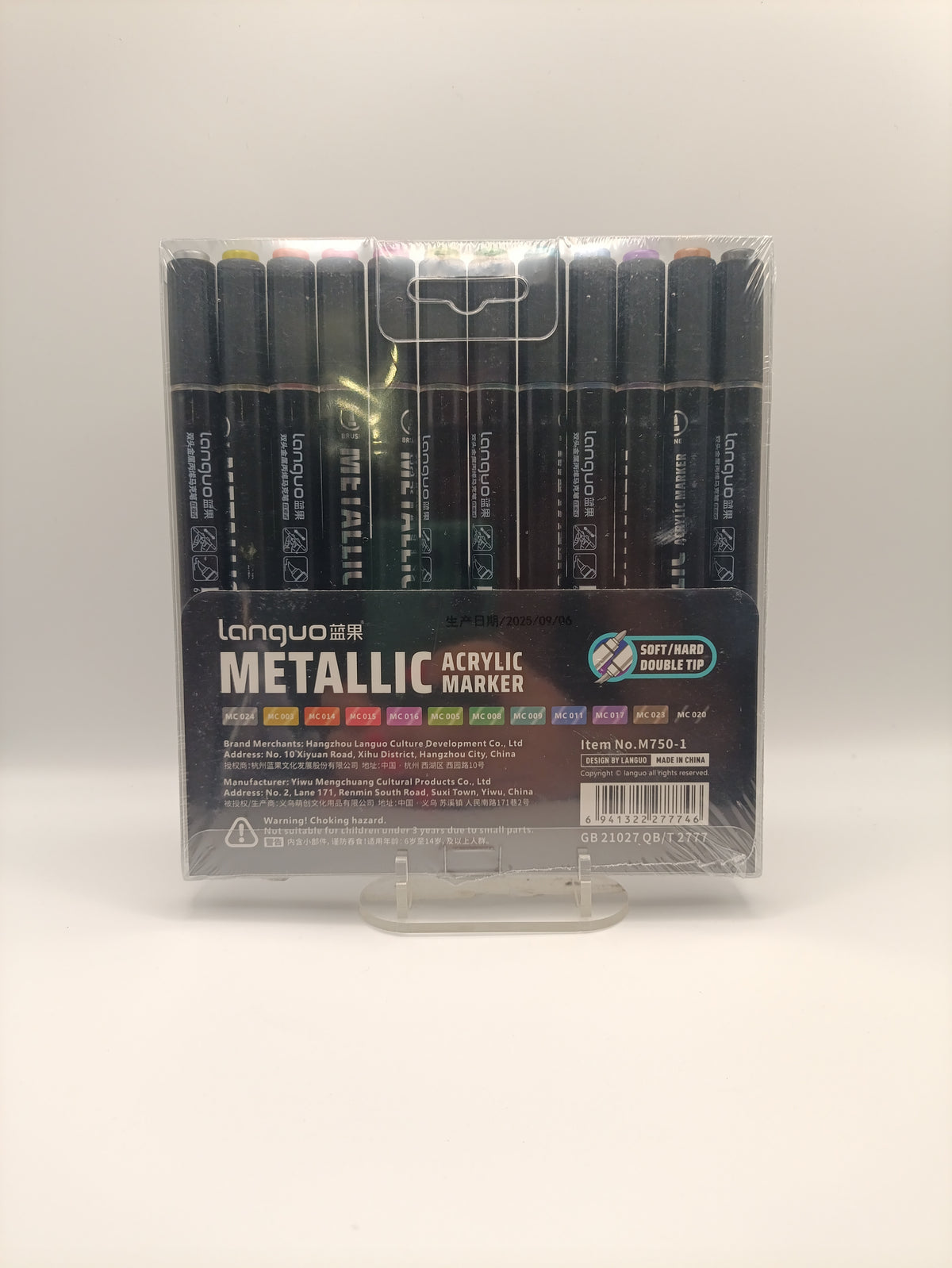 Languo M750 Metallic Acrylic Marker Set – 12 Colours